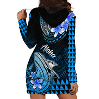 Hawaii Hoodie Dress Polynesian Shark with Kakau Blue Version LT01 - Polynesian Pride