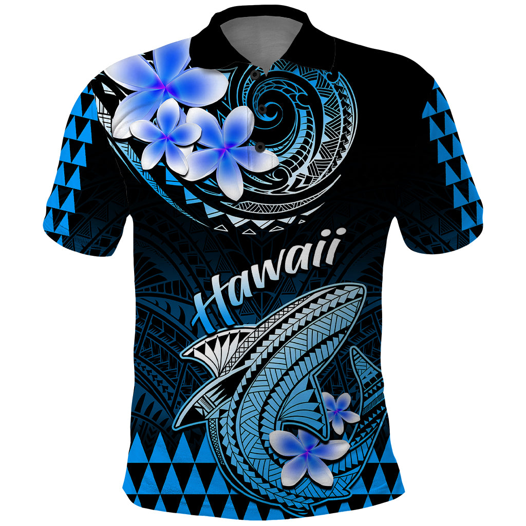 Hawaii Polo Shirt Polynesian Shark with Kakau Blue Version LT01 Blue - Polynesian Pride