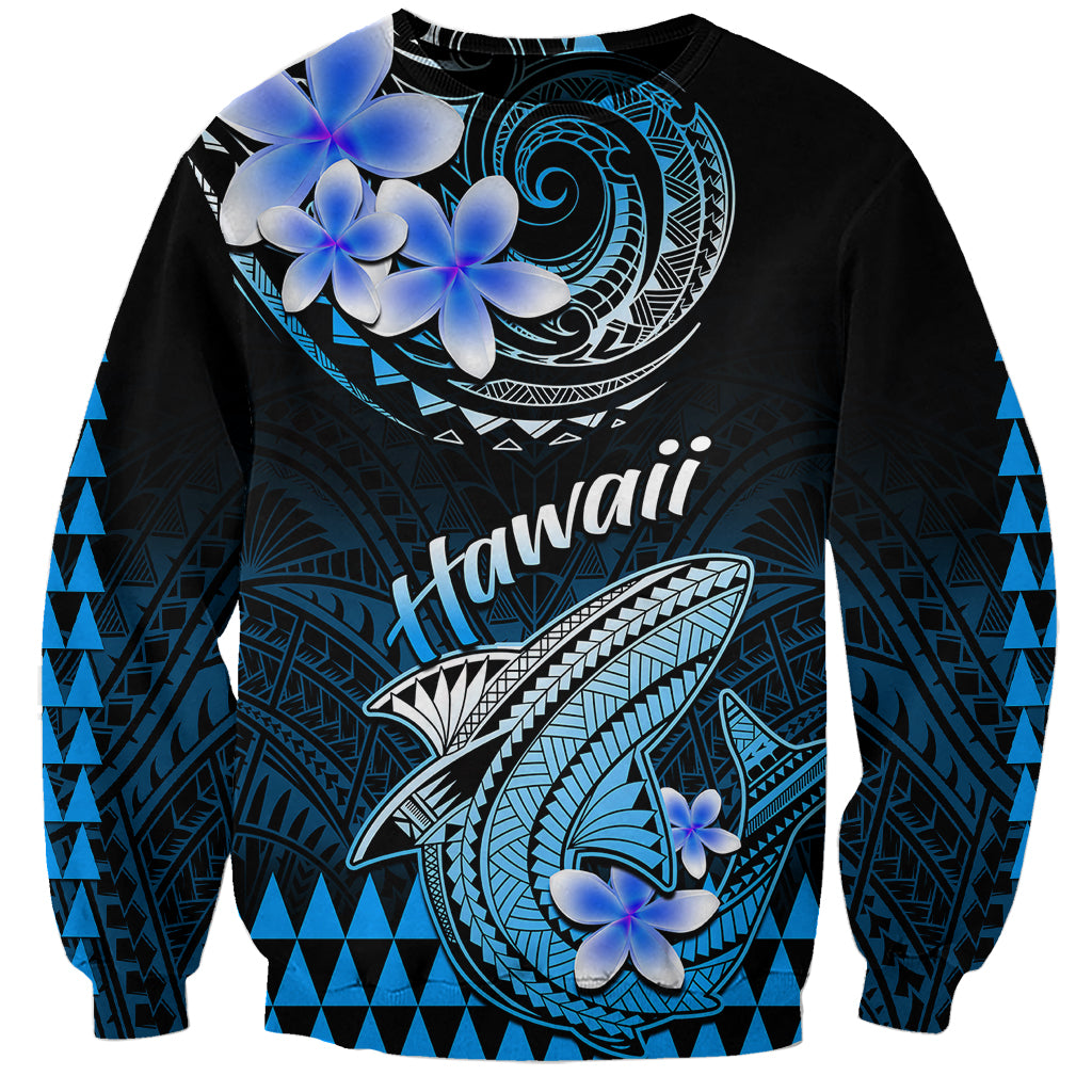 Hawaii Sweatshirt Polynesian Shark with Kakau Blue Version LT01 Unisex Blue - Polynesian Pride