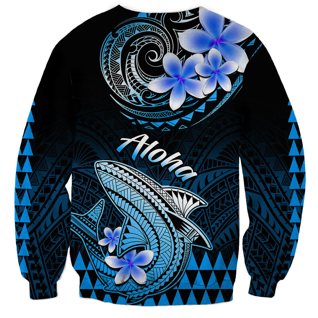 Hawaii Sweatshirt Polynesian Shark with Kakau Blue Version LT01 - Polynesian Pride