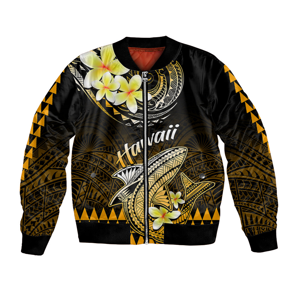 Hawaii Bomber Jacket Polynesian Shark with Kakau Gold Version LT01 Unisex Gold - Polynesian Pride