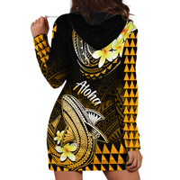 Hawaii Hoodie Dress Polynesian Shark with Kakau Gold Version LT01 - Polynesian Pride