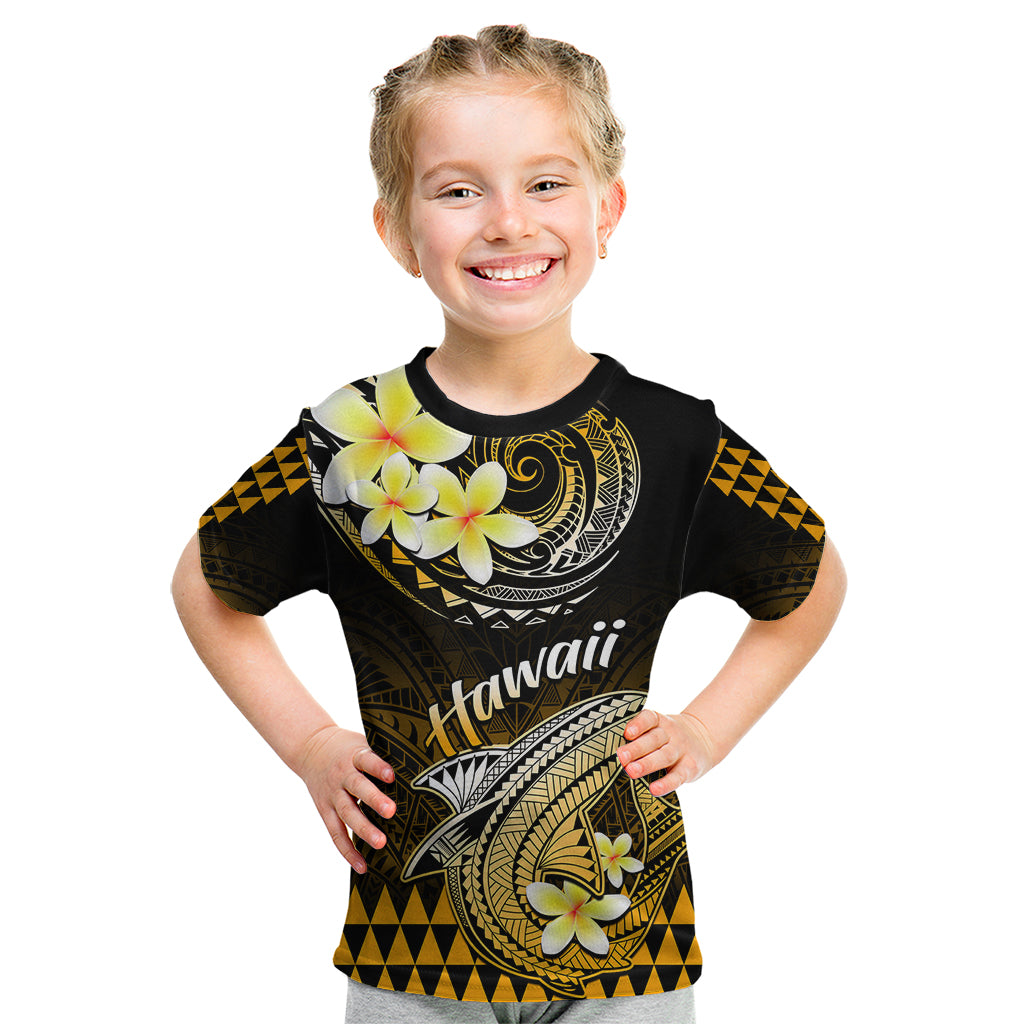 Hawaii Kid T Shirt Polynesian Shark with Kakau Gold Version LT01 Gold - Polynesian Pride