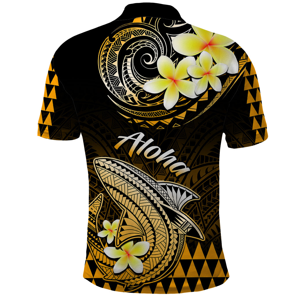 Hawaii Polo Shirt Polynesian Shark with Kakau Gold Version LT01 - Polynesian Pride