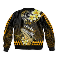 Hawaii Sleeve Zip Bomber Jacket Polynesian Shark with Kakau Gold Version LT01 - Polynesian Pride