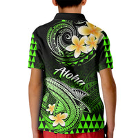 Hawaii Kid Polo Shirt Polynesian Shark with Kakau Green Version LT01 - Polynesian Pride