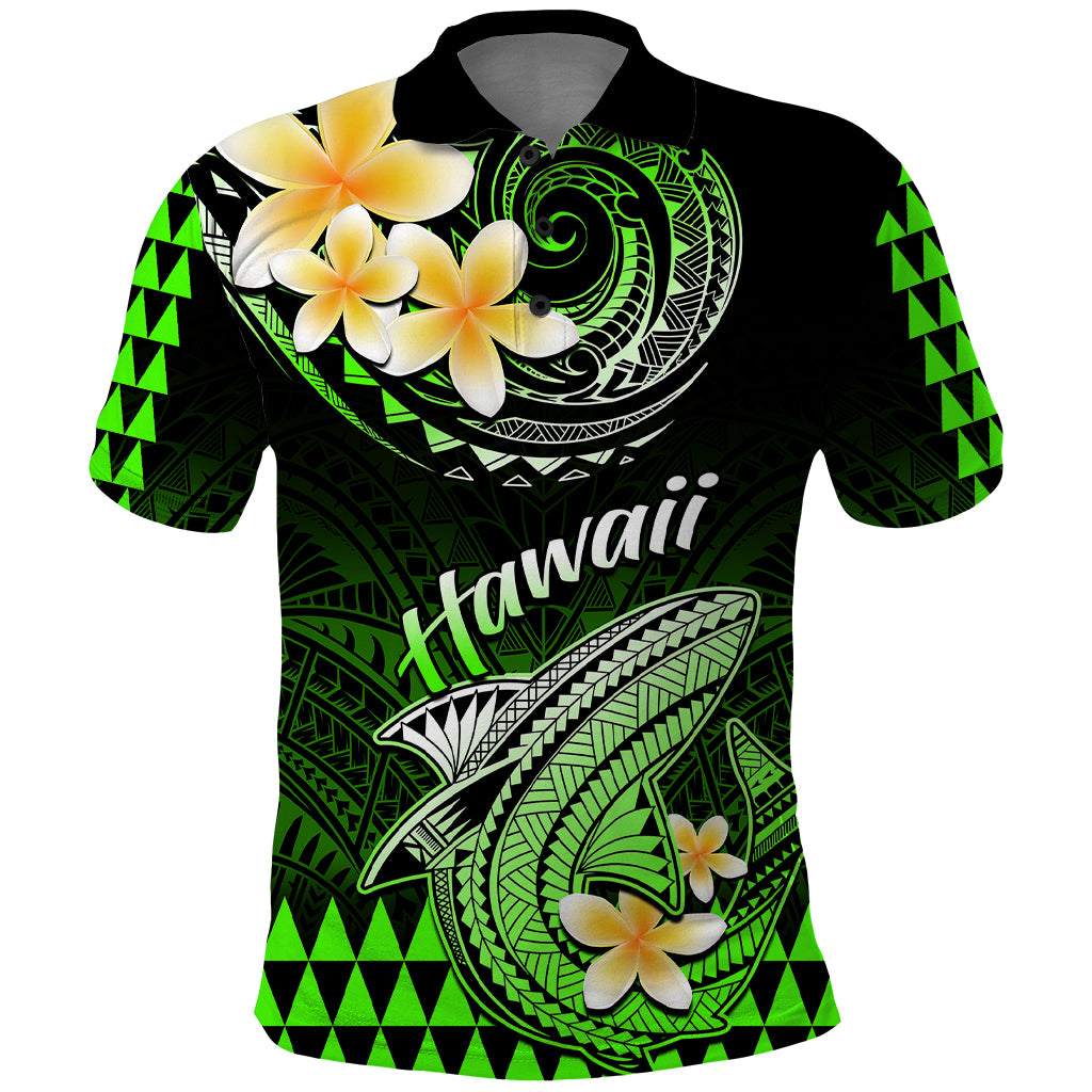 Hawaii Polo Shirt Polynesian Shark with Kakau Green Version LT01 Green - Polynesian Pride