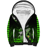 Hawaii Sherpa Hoodie Polynesian Shark with Kakau Green Version LT01 Unisex Green - Polynesian Pride