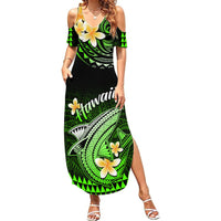 Hawaii Summer Maxi Dress Polynesian Shark with Kakau Green Version LT01 Women Green - Polynesian Pride