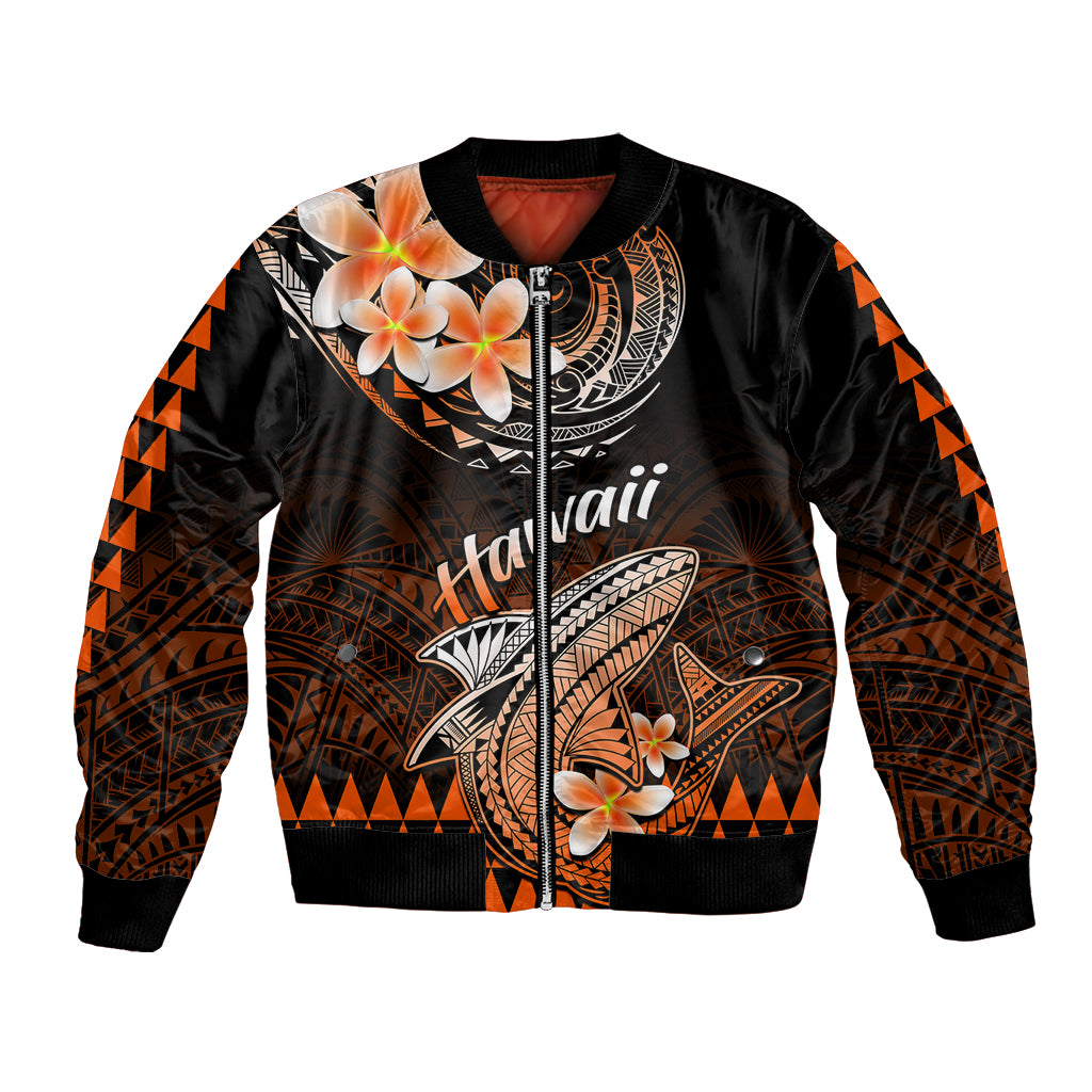 Hawaii Bomber Jacket Polynesian Shark with Kakau Orange Version LT01 Unisex Orange - Polynesian Pride
