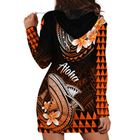Hawaii Hoodie Dress Polynesian Shark with Kakau Orange Version LT01 - Polynesian Pride