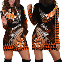 Hawaii Hoodie Dress Polynesian Shark with Kakau Orange Version LT01 - Polynesian Pride