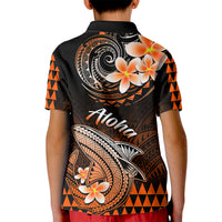 Hawaii Kid Polo Shirt Polynesian Shark with Kakau Orange Version LT01 - Polynesian Pride