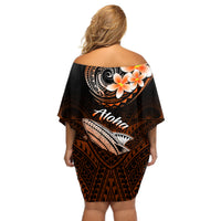 Hawaii Off Shoulder Short Dress Polynesian Shark with Kakau Orange Version LT01 - Polynesian Pride