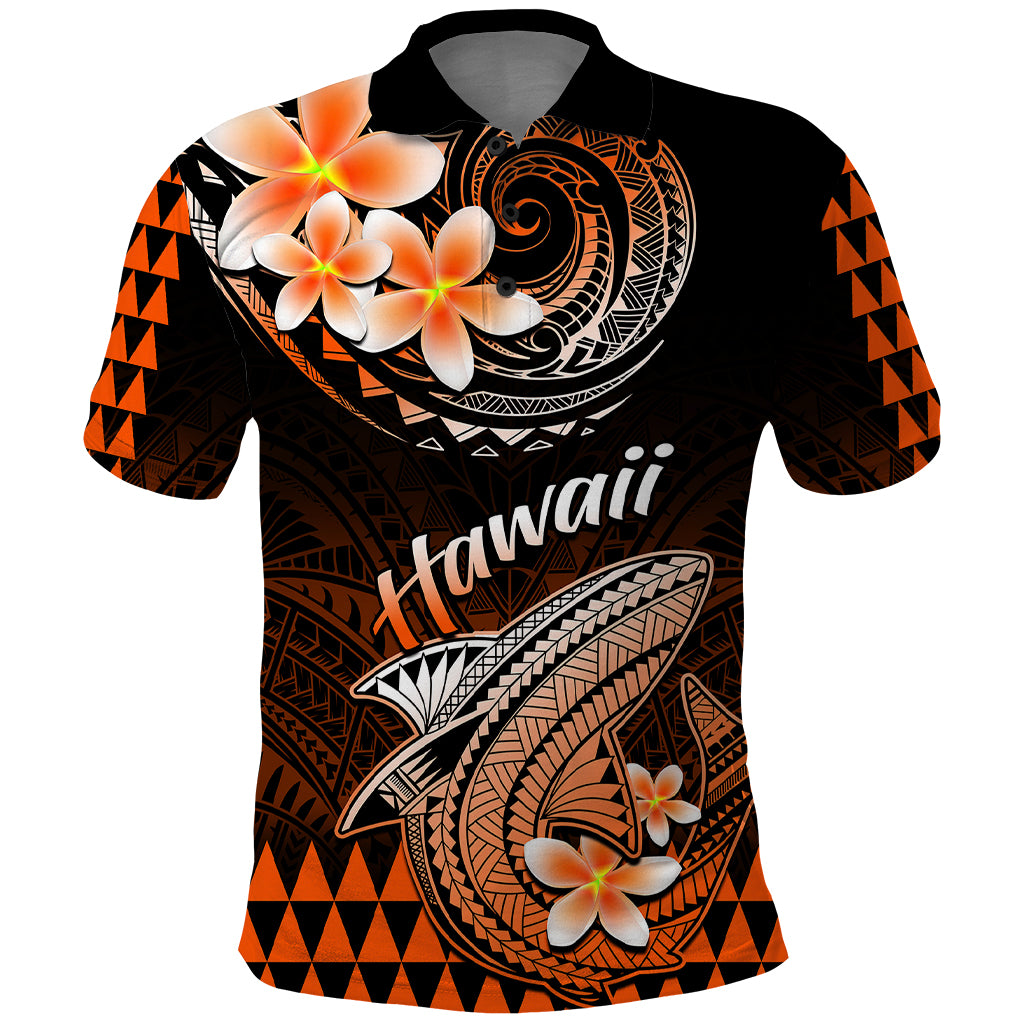 Hawaii Polo Shirt Polynesian Shark with Kakau Orange Version LT01 Orange - Polynesian Pride