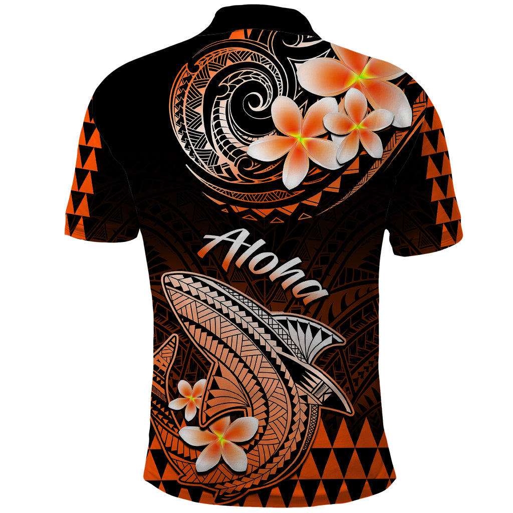 Hawaii Polo Shirt Polynesian Shark with Kakau Orange Version LT01 - Polynesian Pride