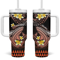 Hawaii Tumbler With Handle Polynesian Shark with Kakau Orange Version