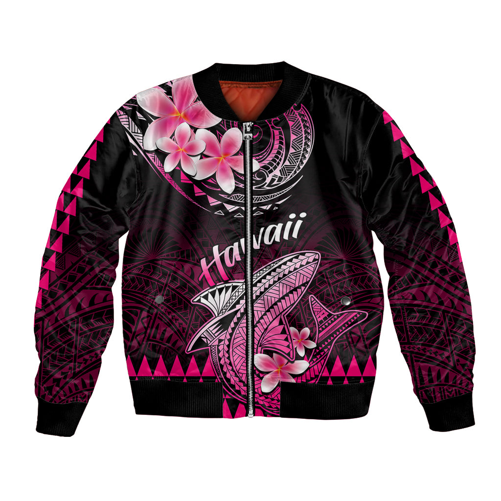 Hawaii Bomber Jacket Polynesian Shark with Kakau Pink Version LT01 Unisex Pink - Polynesian Pride