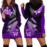 Hawaii Hoodie Dress Polynesian Shark with Kakau Purple Version LT01 - Polynesian Pride