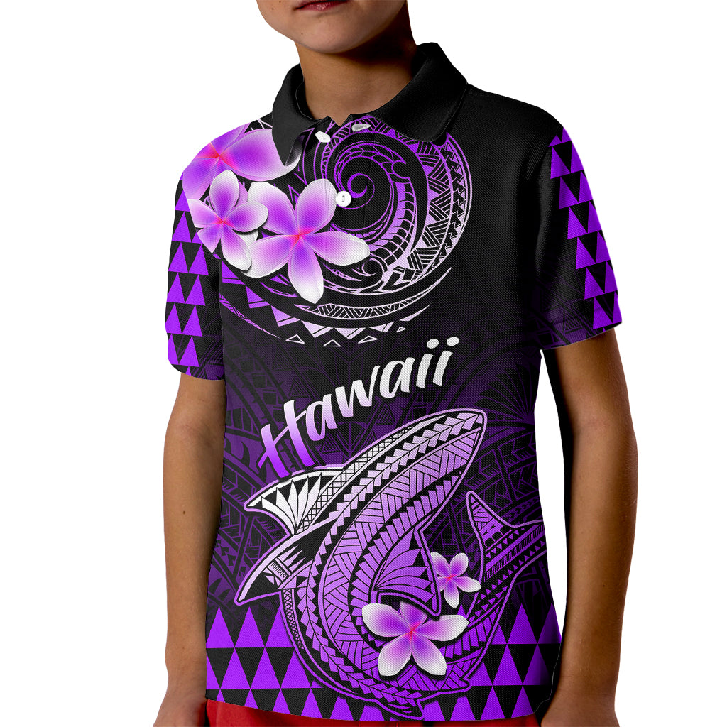 Hawaii Kid Polo Shirt Polynesian Shark with Kakau Purple Version LT01 Kid Purple - Polynesian Pride