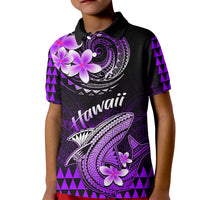 Hawaii Kid Polo Shirt Polynesian Shark with Kakau Purple Version LT01 Kid Purple - Polynesian Pride