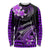 Hawaii Long Sleeve Shirt Polynesian Shark with Kakau Purple Version LT01