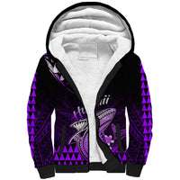 Hawaii Sherpa Hoodie Polynesian Shark with Kakau Purple Version LT01 Unisex Purple - Polynesian Pride