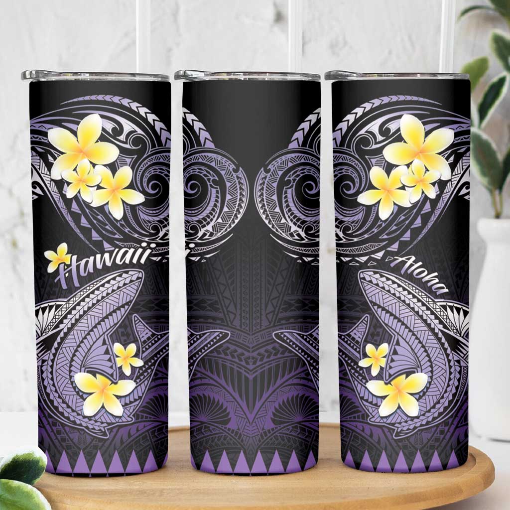 Hawaii Skinny Tumbler Polynesian Shark with Kakau Purple Version