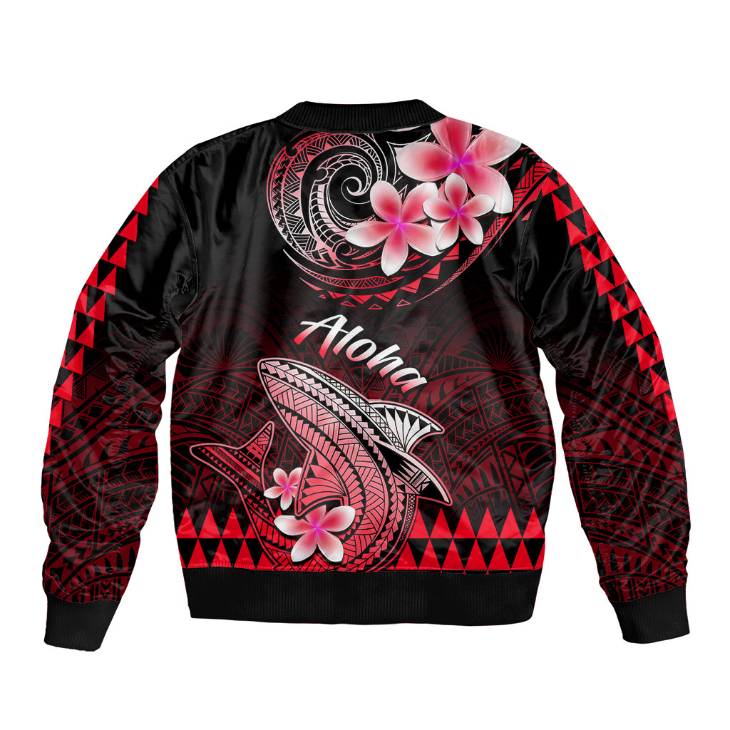 Hawaii Bomber Jacket Polynesian Shark with Kakau Red Version LT01 - Polynesian Pride