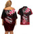 Hawaii Couples Matching Off Shoulder Short Dress and Hawaiian Shirt Polynesian Shark with Kakau Red Version LT01 - Polynesian Pride