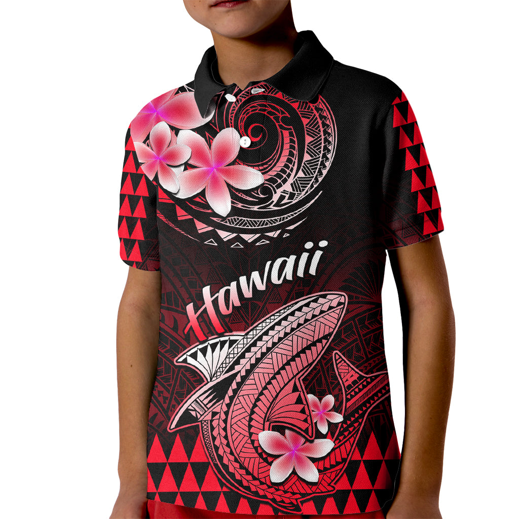 Hawaii Kid Polo Shirt Polynesian Shark with Kakau Red Version LT01 Kid Red - Polynesian Pride
