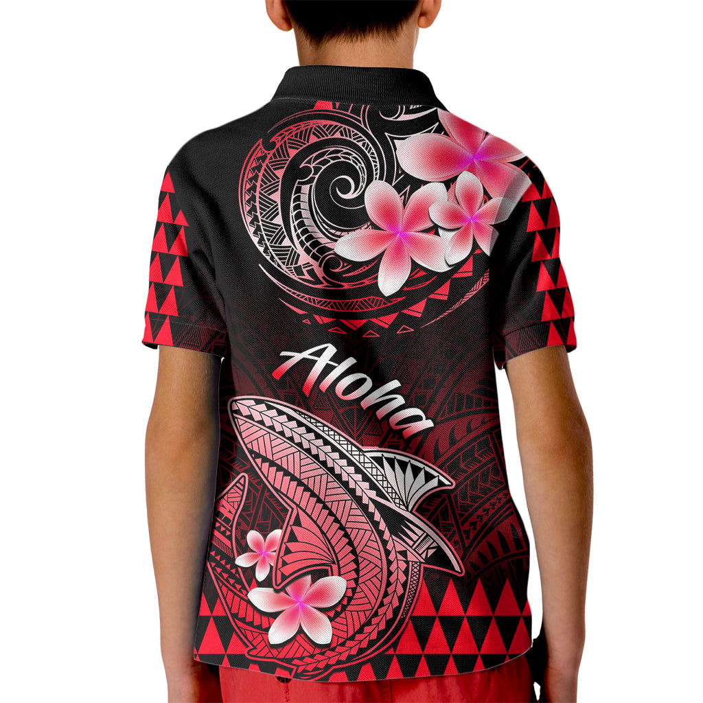 Hawaii Kid Polo Shirt Polynesian Shark with Kakau Red Version LT01 - Polynesian Pride