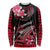 Hawaii Long Sleeve Shirt Polynesian Shark with Kakau Red Version LT01