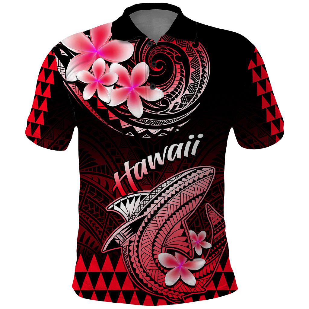 Hawaii Polo Shirt Polynesian Shark with Kakau Red Version LT01 Red - Polynesian Pride