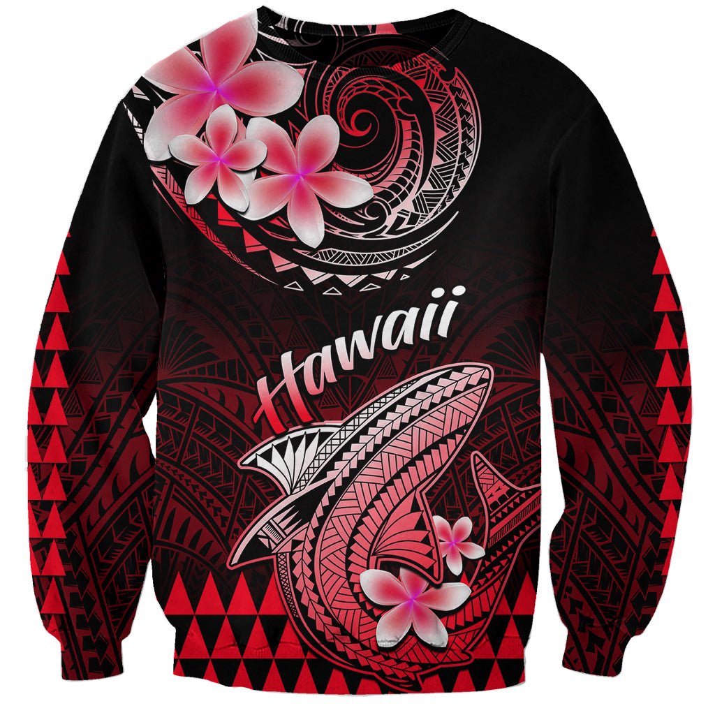 Hawaii Sweatshirt Polynesian Shark with Kakau Red Version LT01 Unisex Red - Polynesian Pride