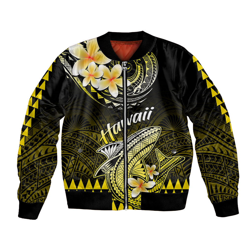 Hawaii Bomber Jacket Polynesian Shark with Kakau Yellow Version LT01 Unisex Yellow - Polynesian Pride