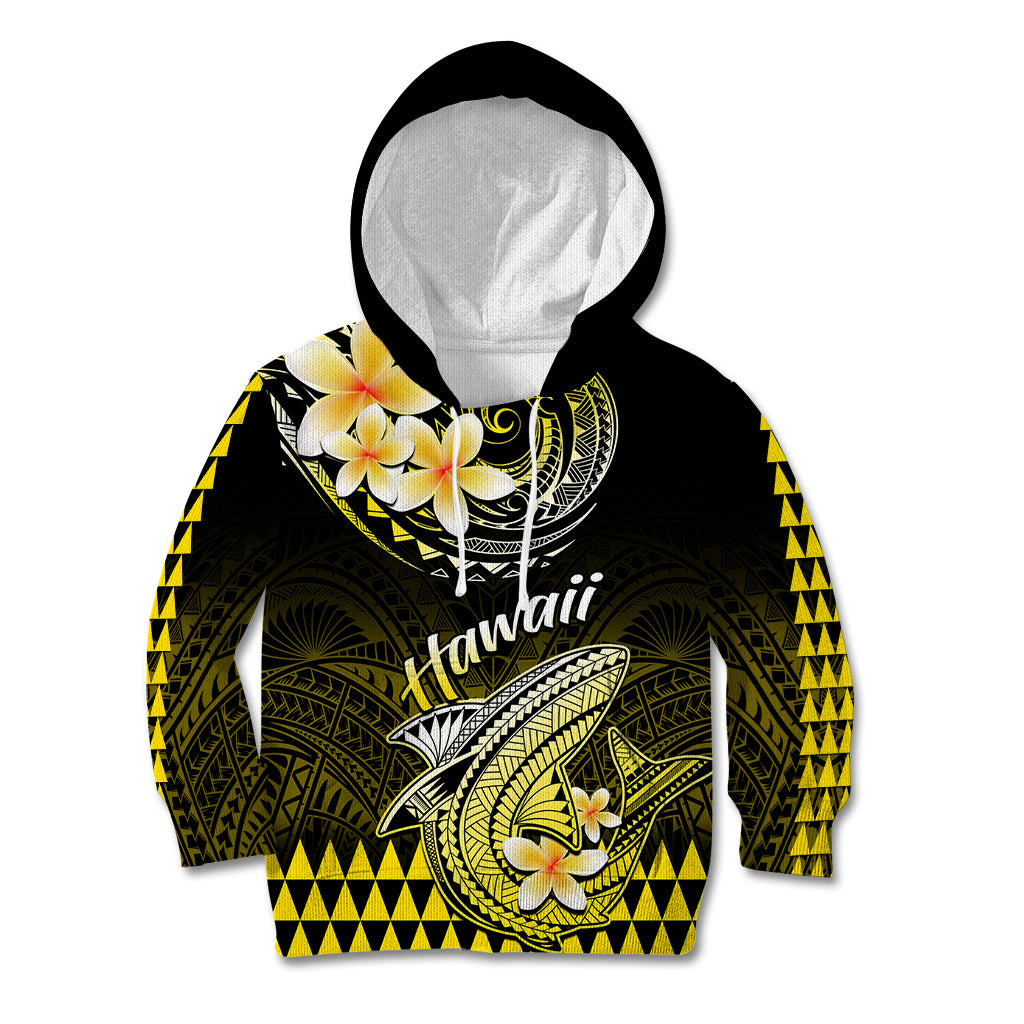 Hawaii Kid Hoodie Polynesian Shark with Kakau Yellow Version LT01 Yellow - Polynesian Pride