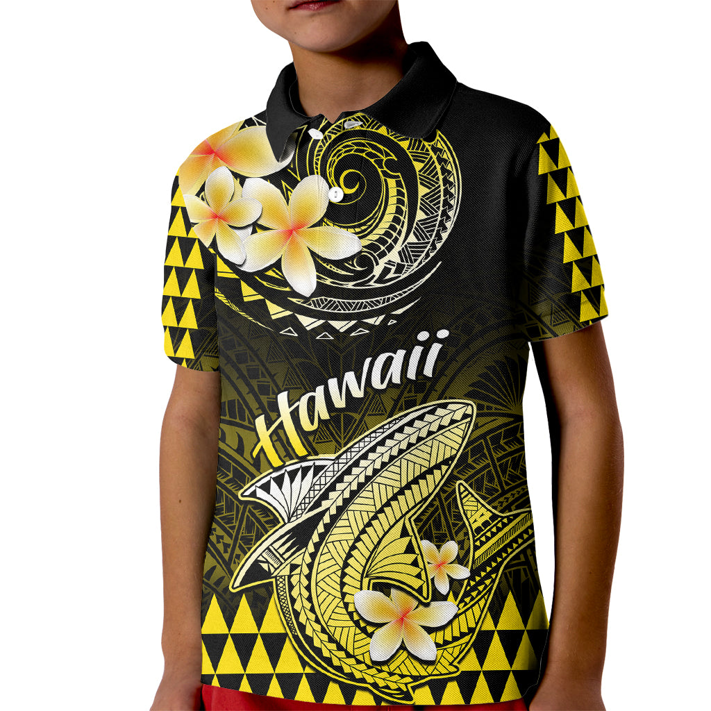 Hawaii Kid Polo Shirt Polynesian Shark with Kakau Yellow Version LT01 Kid Yellow - Polynesian Pride
