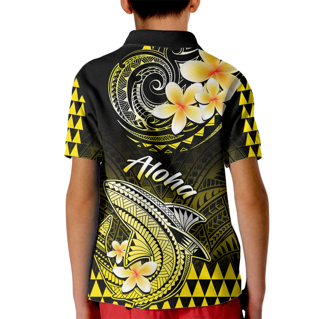 Hawaii Kid Polo Shirt Polynesian Shark with Kakau Yellow Version LT01 - Polynesian Pride