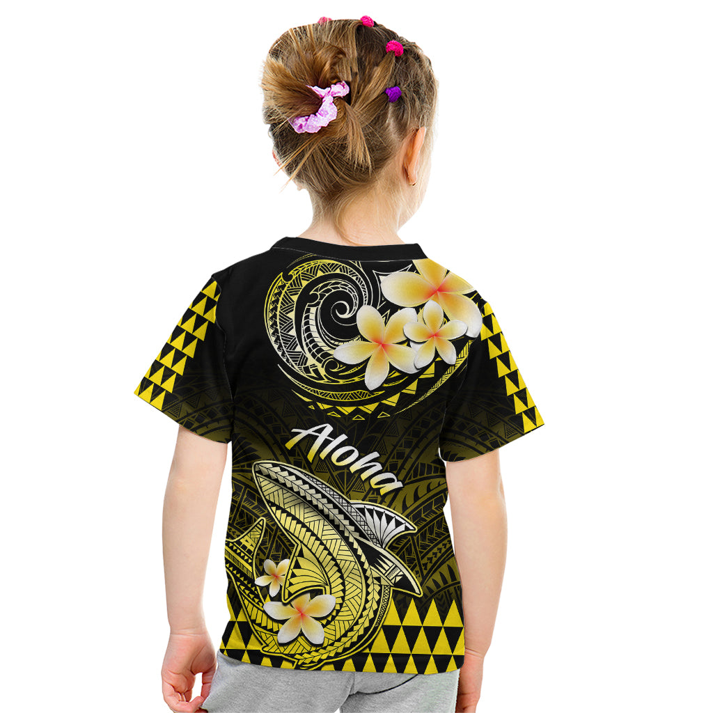 Hawaii Kid T Shirt Polynesian Shark with Kakau Yellow Version LT01 - Polynesian Pride