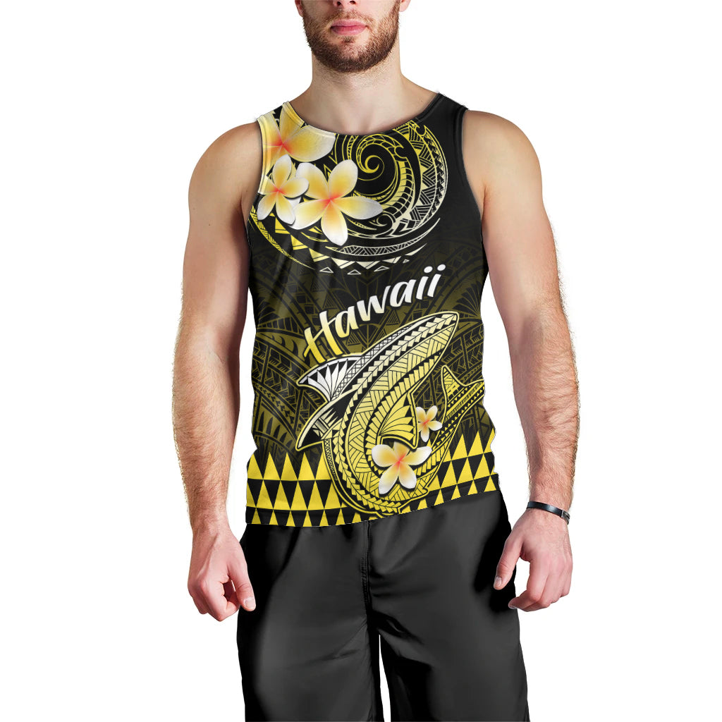 Hawaii Men Tank Top Polynesian Shark with Kakau Yellow Version LT01 - Polynesian Pride