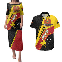 Custom PNG Couples Matching Puletasi and Hawaiian Shirt The Kumuls Are On A Roll LT01 Black - Polynesian Pride