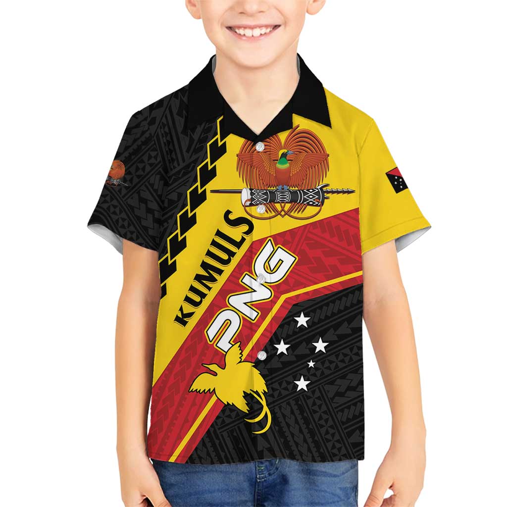 Custom PNG Family Matching Off Shoulder Short Dress and Hawaiian Shirt The Kumuls Are On A Roll LT01 Son's Shirt Black - Polynesian Pride