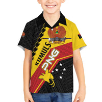 Custom PNG Family Matching Off Shoulder Short Dress and Hawaiian Shirt The Kumuls Are On A Roll LT01 Son's Shirt Black - Polynesian Pride