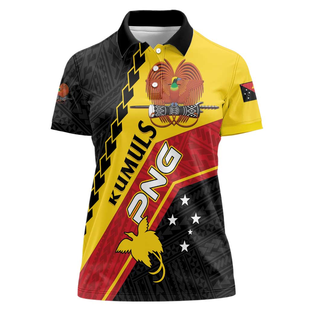 Custom PNG Women Polo Shirt The Kumuls Are On A Roll LT01 Female Black - Polynesian Pride