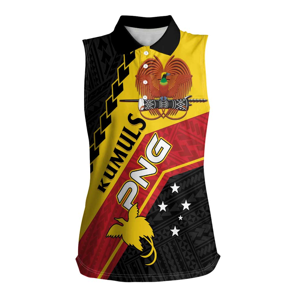 Custom PNG Women Sleeveless Polo Shirt The Kumuls Are On A Roll LT01 Female Black - Polynesian Pride