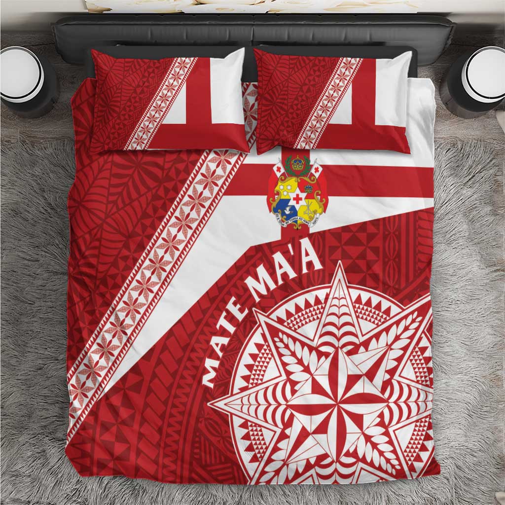 Tonga Rugby Mate Maa Bedding Set Ngatu Pattern LT01 Red - Polynesian Pride