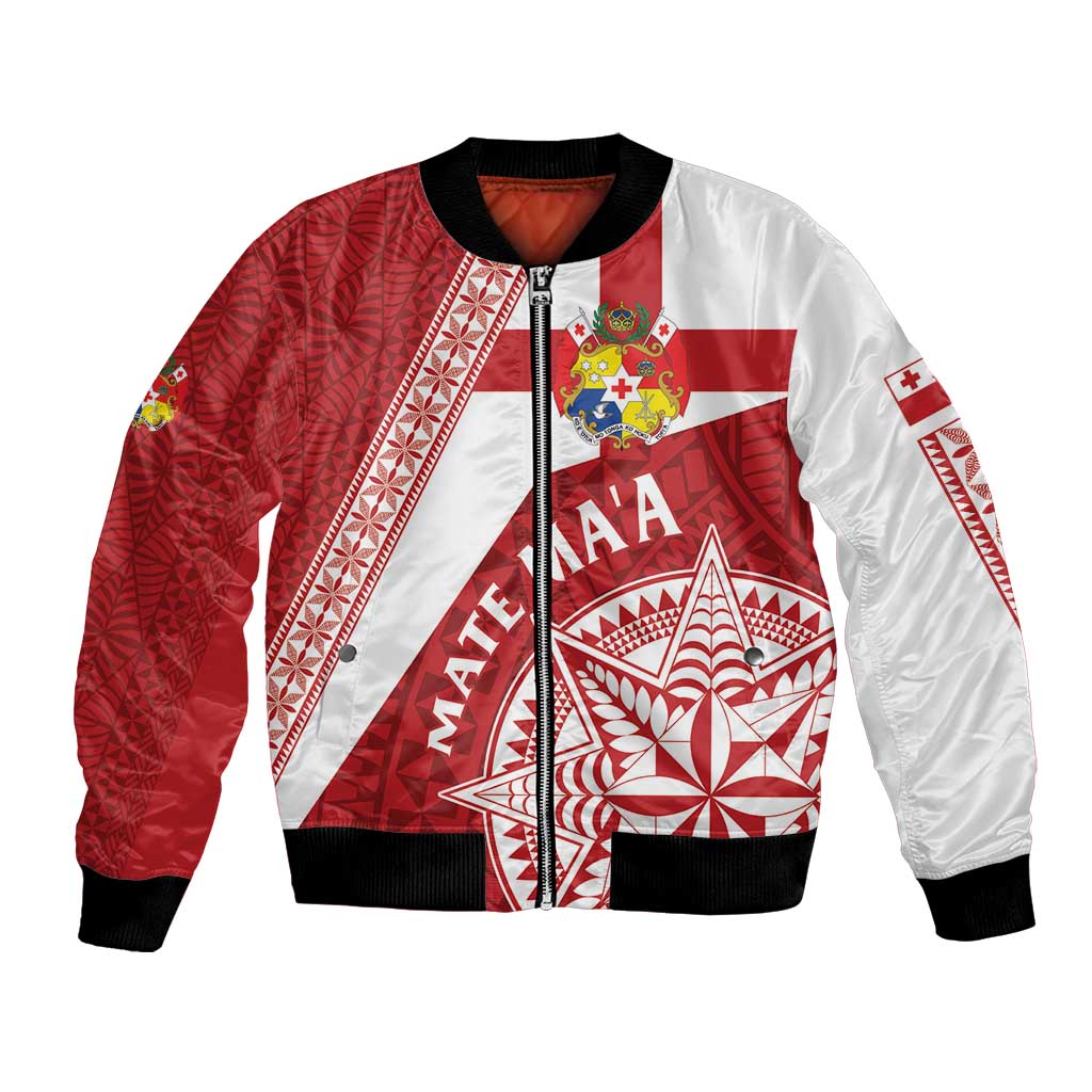 Custom Tonga Rugby Mate Maa Bomber Jacket Ngatu Pattern LT01 Unisex Red - Polynesian Pride