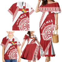 Custom Tonga Rugby Mate Maa Family Matching Mermaid Dress and Hawaiian Shirt Ngatu Pattern LT01 - Polynesian Pride