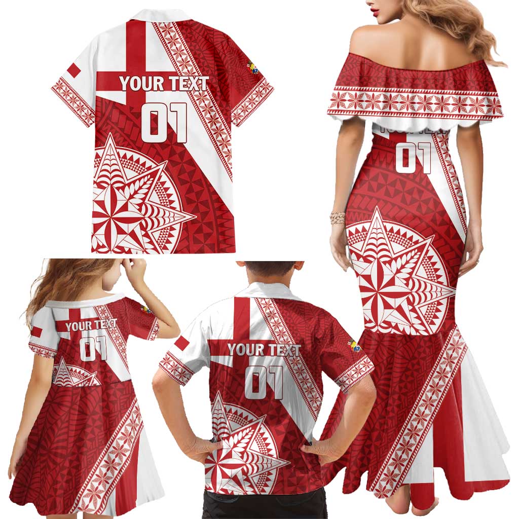 Custom Tonga Rugby Mate Maa Family Matching Mermaid Dress and Hawaiian Shirt Ngatu Pattern LT01 - Polynesian Pride